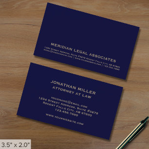 Navy Blue Gold Anwaltskarte Visitenkarte