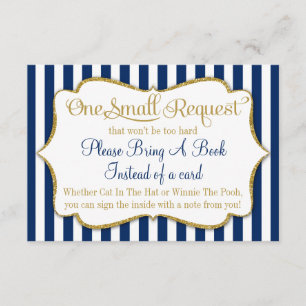 Navy Blue Gold Baby Duschkarte Buchen Begleitkarte