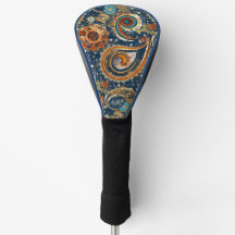 Navy Blue Gold Celestial Paisley Muster Monogram