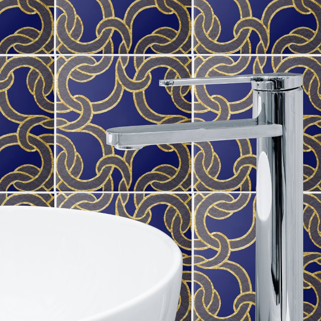 Navy Blue & Gold Celtic Knot Seamless Muster Tile Fliese (Von Creator hochgeladen)