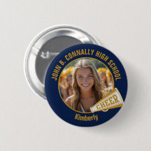 Navy Blue Gold Cheerleader Photo High School