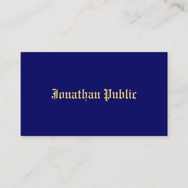 Navy Blue Gold Classic Old Style Schriftart Elegan Visitenkarte (Vorderseite)