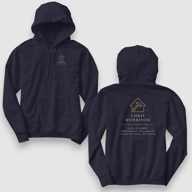 Navy Blue Gold Contractor Home Repair Work Hoodie (Von Creator hochgeladen)