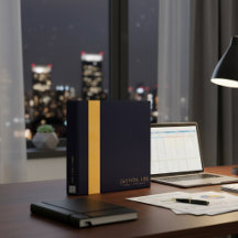 Navy Blue & Gold Custom Binder with Name & QR