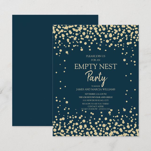 Navy Blue Gold Diamond Glitzer Empire Nest Party Karte (Vorne/Hinten)
