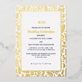 Navy Blue Gold Elegant Luxury Wedding Folieneinladung