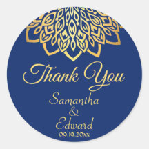 Navy Blue Gold Elegant Mandala Wedding
