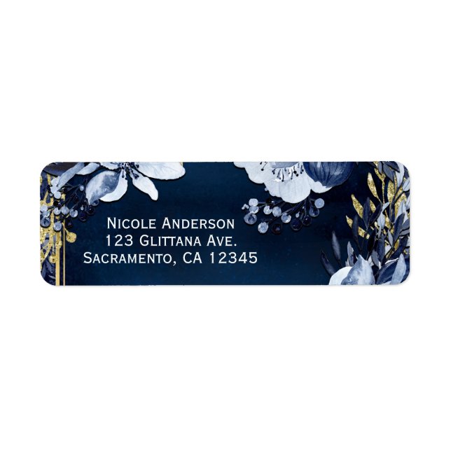 Navy Blue & Gold Elegante Moderne Wasserfarben (Vorne)