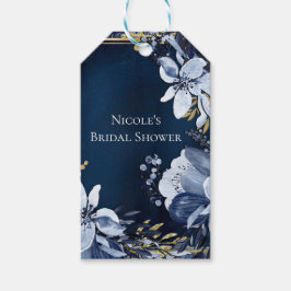 Navy Blue & Gold Elegante Moderne Wasserfarben Geschenkanhänger