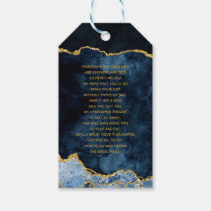 Navy Blue Gold Foil Agate Bridal Display Dusche Geschenkanhänger