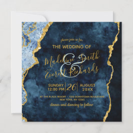 Navy Blue Gold Foil Agate Gilt Hochzeitseinladunge Einladung