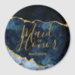 Navy Blue & Gold Foil Agate Marble Trauzeugin Magnet<br><div class="desc">Navy Blue & Gold Foil Aquarell Marmor Agate Gilded Geode Design,  mit modernen und Script-Schriftart. Trendy und Chic Wedding Trauzeugin Magnet! ~ Karo mein Shop zu sehen,  die gesamte Hochzeitssuite für dieses Design!</div>