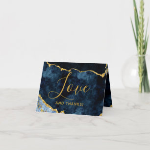 Navy Blue & Gold Foil Agate Marmor Vielen Dank Fot Dankeskarte