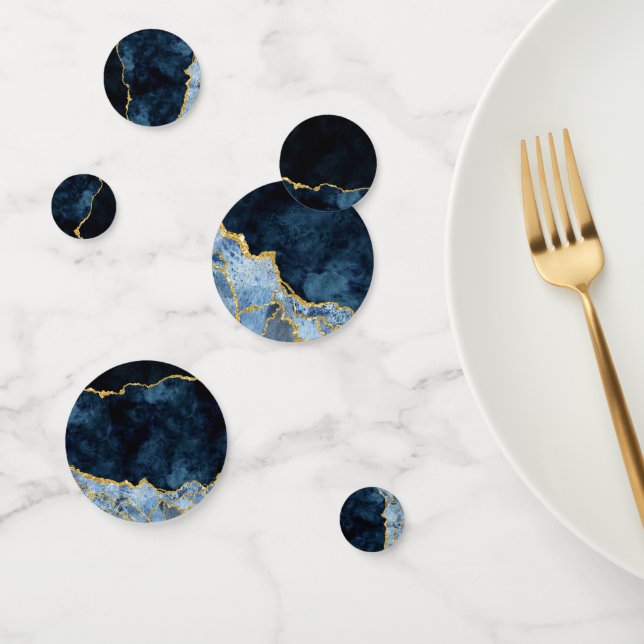 Navy Blue & Gold Foil Marble Agate Party Konfetti (Gruppe)
