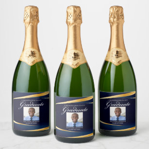 Navy Blue Gold Formal Foto Graduation Party