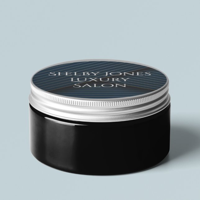 Navy Blue Gold gestreift Elegant Modernes Business Runder Aufkleber (Von Creator hochgeladen)