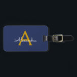Navy Blue Gold Girl Script Monogram Name Modern Gepäckanhänger<br><div class="desc">Navy Blue and Gold Monogram Fügen Sie Ihre eigene Name Script Gepäckmarke hinzu. Die Taschenmarke macht den perfekten 16 Geburtstag,  Hochzeit,  Brautparty,  Babydusche oder Junggeselinnen-Abschied Geschenk für jemanden,  der ihr Zimmer stilvoll dekoriert.</div>