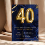 Navy Blue Gold Glitter Surprise 40th Birthday Einladung<br><div class="desc">Navy blue and gold glitters surprise 40th birthday party invitation. Elegant modern design featuring royal blue gradient background,  faux glitter gold and typography script font. Trendy invite card perfect for a stylish women's bday celebration. Printed Zazzle invitations or instant download digital printable template</div>