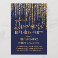 Navy Blue Gold Glitzer Fringe Vorhang Quinceañera