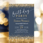 Navy Blue Gold Glitzer im Alter von 50 Jahren Einladung<br><div class="desc">Feiern Sie einen Meilenstein in Eleganz mit diesem Navy Blue Gold Glitzer jedes Alter 50. Geburtstag Einladung. Dieses stilvolle Design mit einem marineblau-blauen Hintergrund und glänzenden Golddetails eignet sich perfekt für ein anspruchsvolles und unvergessliches Geburtstagsfest. Ideal für eine formelle Ansammlung oder ein lebendiges Party, fügt diese Einladung dem besondere Anlass...</div>