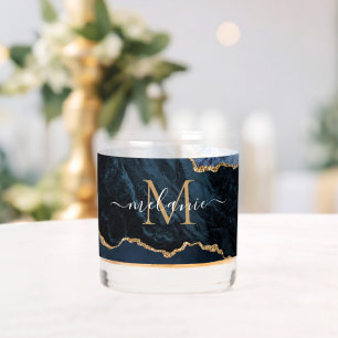 Navy Blue Gold Glitzer Marmor Name für benutzerdef Whiskyglas
