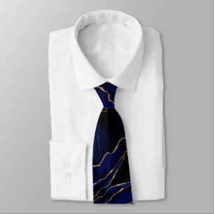 Navy Blue Gold Glitzer Neck Tie Krawatte