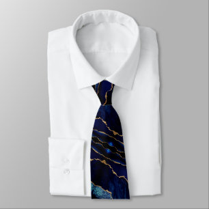Navy Blue Gold Glitzer Neck Tie Krawatte