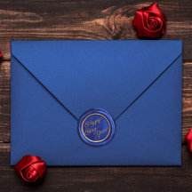 Navy Blue & Gold Happy New Year Wax Siegel Sticker