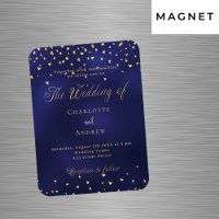 Navy Blue Gold Herzen Luxus Hochzeit Einladung