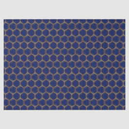 Navy Blue Gold Honeycomb Chic Geometric Gemustert Seidenpapier
