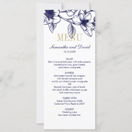 Navy Blue Gold Magnolia Blume Hochzeitsessen Einladung