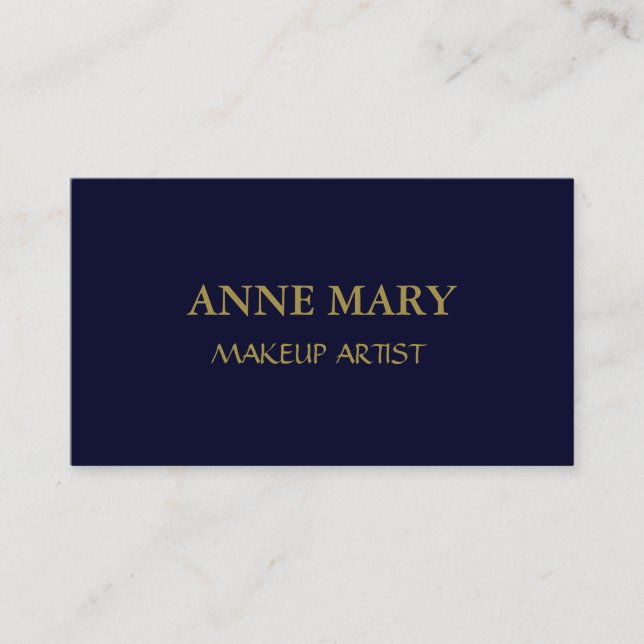 Navy Blue Gold Makeup Artist Minimal Modern Visitenkarte (Vorderseite)