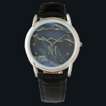Navy Blue Gold Marmor Custom Letter Watch Geschenk Armbanduhr<br><div class="desc">Sehen Sie mit Monogram Agate Navy Blue Gold Edelstein Marble Geode Glitzer Sparkle Personalisiert Geburtstag - Geburtstag oder Hochzeitsgeschenk / Beißig - Add Your Letter / or Name - Text oder Entfernen - Make Your Special Watches Geschenk - Neu formatieren und verschieben oder entfernen und fügen Sie Text / Elemente...</div>