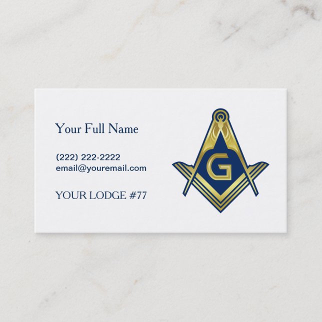 Navy Blue Gold Masonic Business Cards | Freimaurer Visitenkarte (Vorderseite)