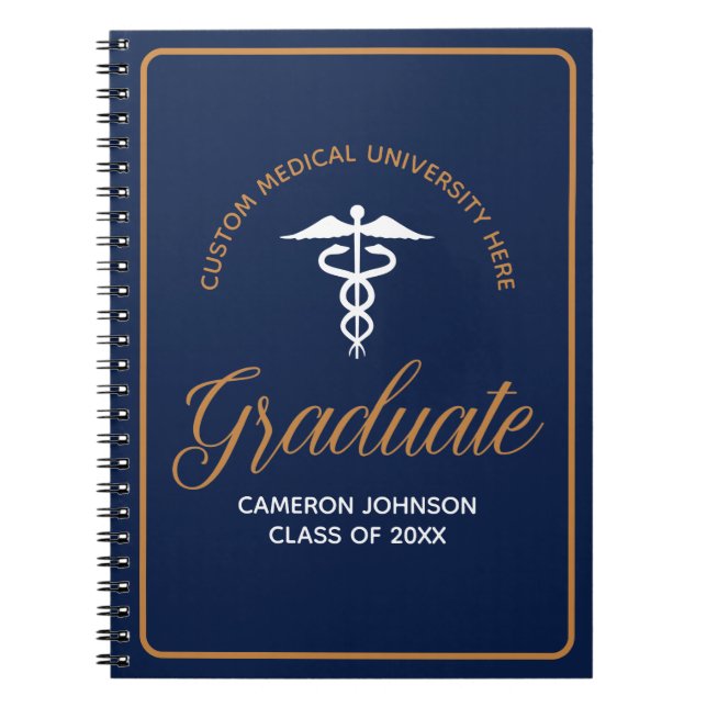 Navy Blue Gold Medical School Abschluss Keepake Notizblock (Vorderseite)