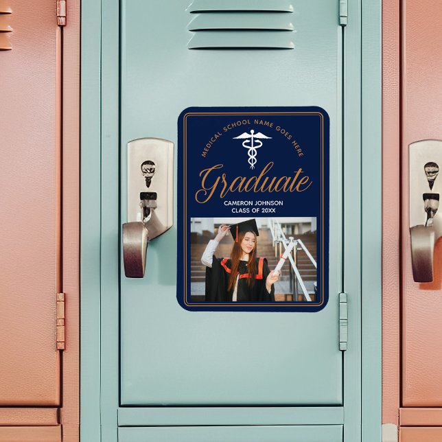 Navy Blue Gold Medical School Foto Abschluss Magnet (Von Creator hochgeladen)