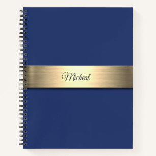Navy Blue Gold Metal Monogram Notizbuch