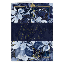 Navy Blue Gold Moderne Aquarellfarben Vielen Dank