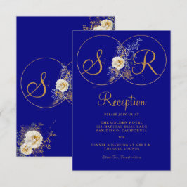 Navy Blue Gold Monogram Empfang Card Einladung