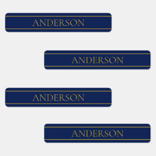Navy Blue & Gold Name Nachname oder Business Iron  Etiketten