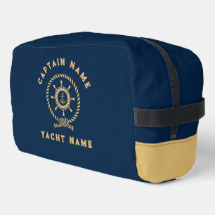 Navy Blue Gold Nautical Boat Wheel Knoten Waschbeutel