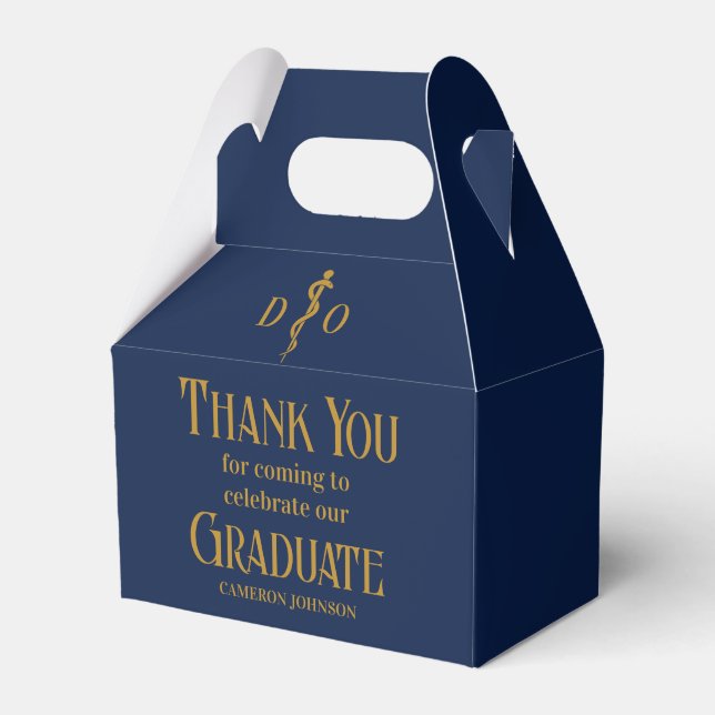 Navy Blue Gold Osteopath Graduation Party Geschenkschachtel (Vorderseite)