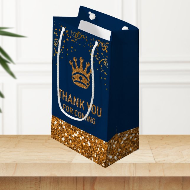Navy Blue Gold Royal Prince Crown Vielen Dank Kleine Geschenktüte (Von Creator hochgeladen)