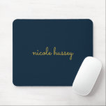 Navy Blue Gold Script | Stylish Monogram Modern Mousepad<br><div class="desc">A simple stylish custom monogram design in an casual handwritten in striking monochrome Navy. The monogram can easily be personalized to make a design as unique as you are! The perfect trendy gift or accessory for any occasion.</div>