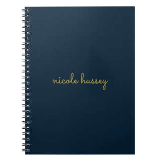 Navy Blue Gold Script  | Stylish Monogram Modern Notizblock