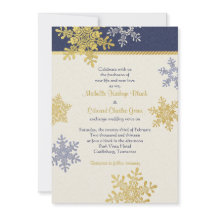Navy Blue Gold Snowflake Invitation de mariage hiv