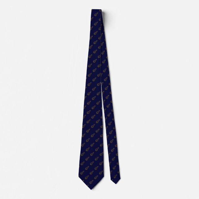 Navy Blue Gold Space Rocket Men's Birthday, Work Krawatte (Vorderseite)