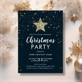 Navy Blue & Gold Star Weihnachtszeit-Party Einladu Einladung