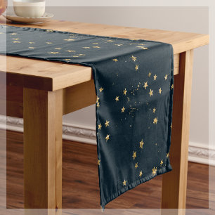 Navy Blue & Gold Stars   Kurzer Tischläufer