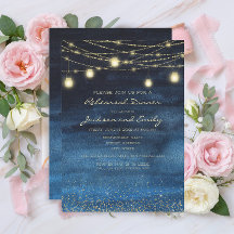 Navy Blue Gold String Lights Probe Dinner